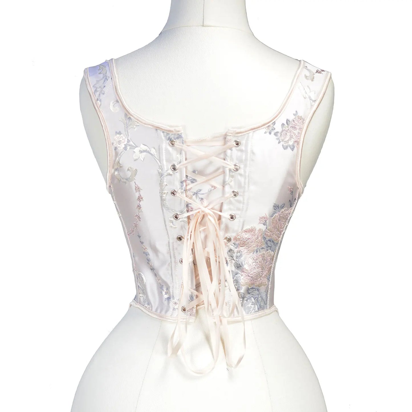 Fairycore Pale Rose Brocade Structured Corset