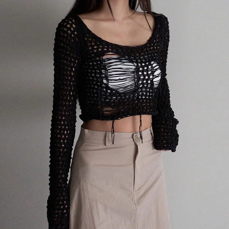 Knit Rib Slash Collar Top