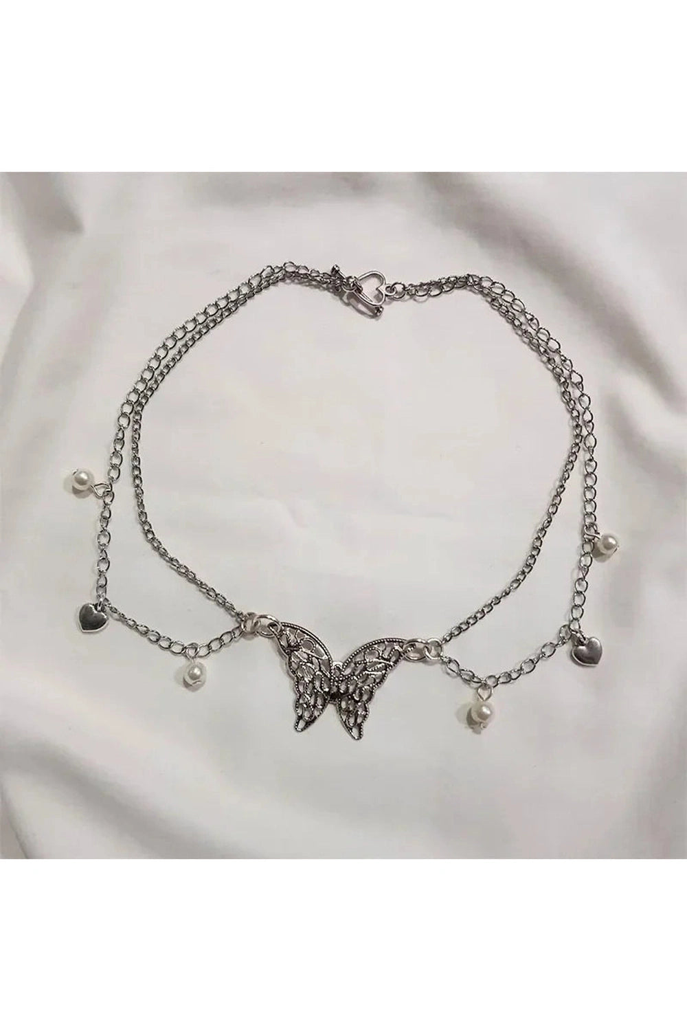 Pearls Heart Cross Necklace