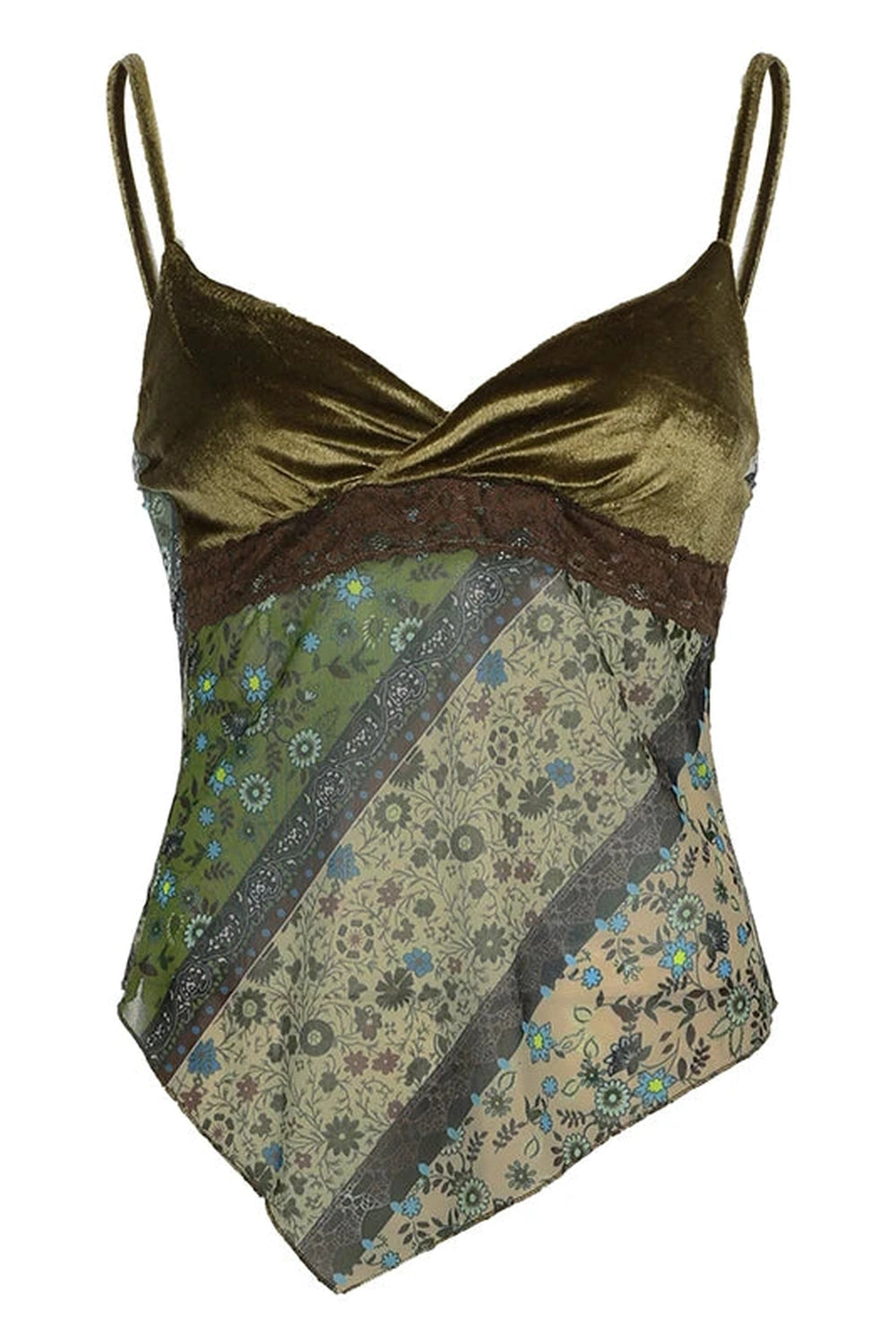 Grunge Floral Asymmetrical Cami Top cottagecoreclothes