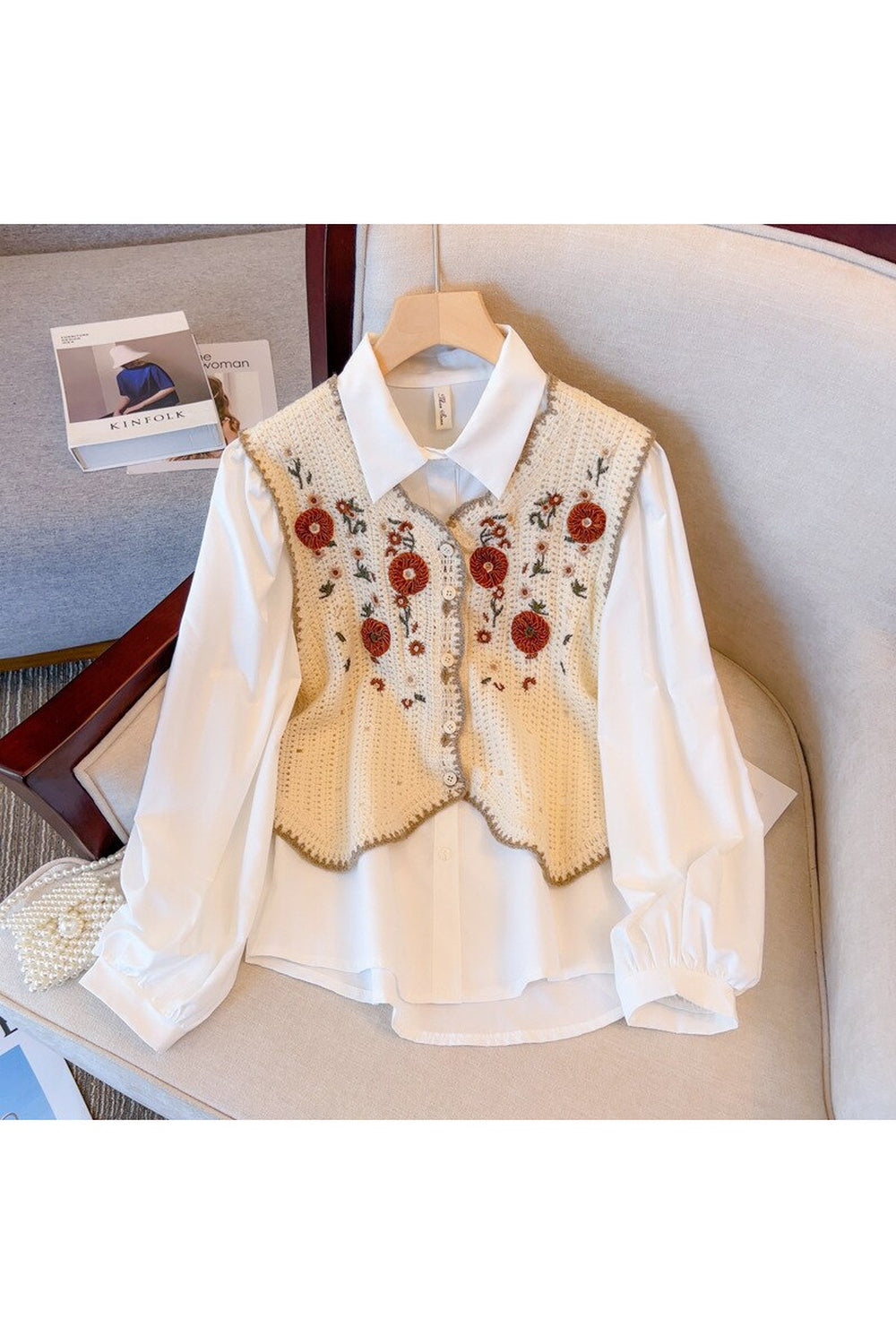 Embroidered Crochet Flower Vest