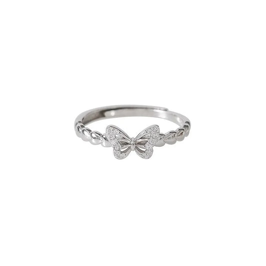 Fairycore Crystal Butterfly Twisted Band Ring
