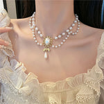 Victorian Pearl Cameo Layered Necklace