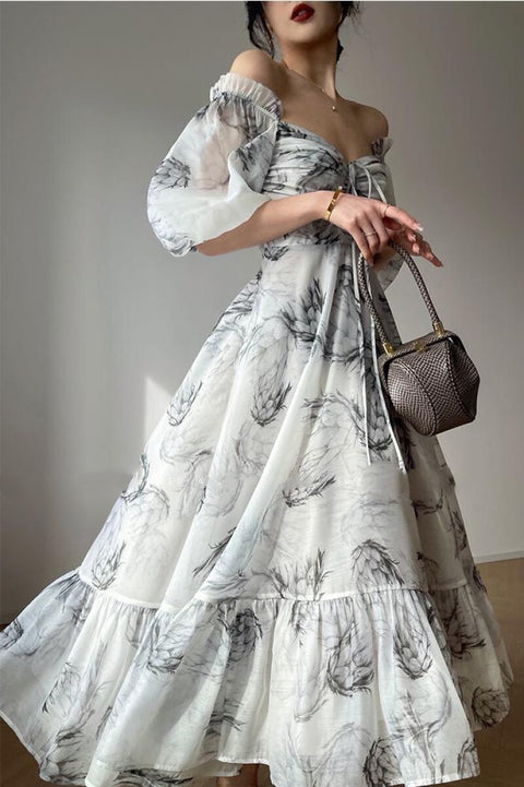 Vestido midi floral estilo francés vintage 
