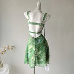Fairycore Green Butterfly Strap Mini Dress