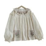 Mori Girl Floral Pocket Lace Shirt