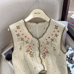 Vintage Embroidered Button-Up Sweater Vest