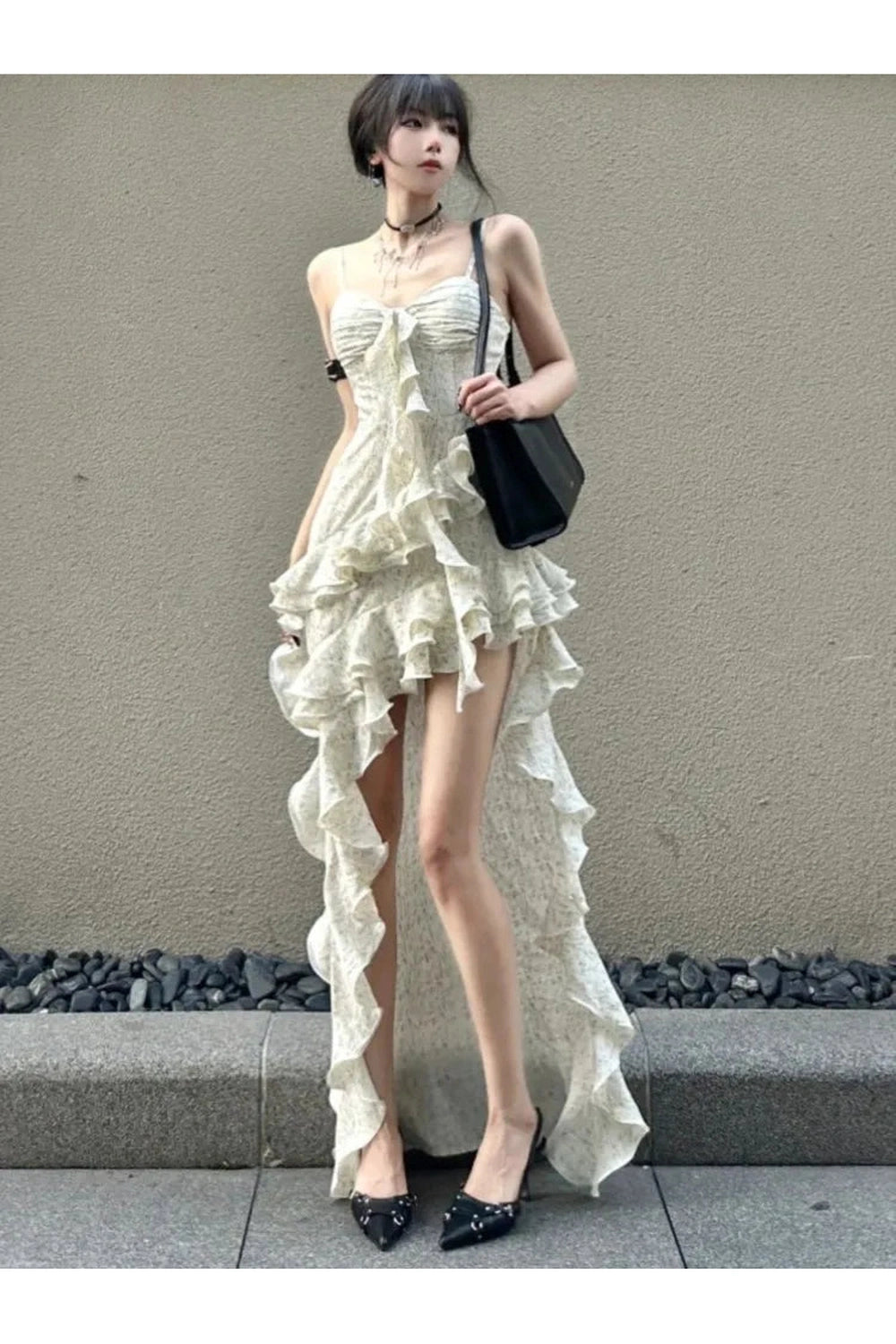 Spaghetti Strap Ruffle Dress