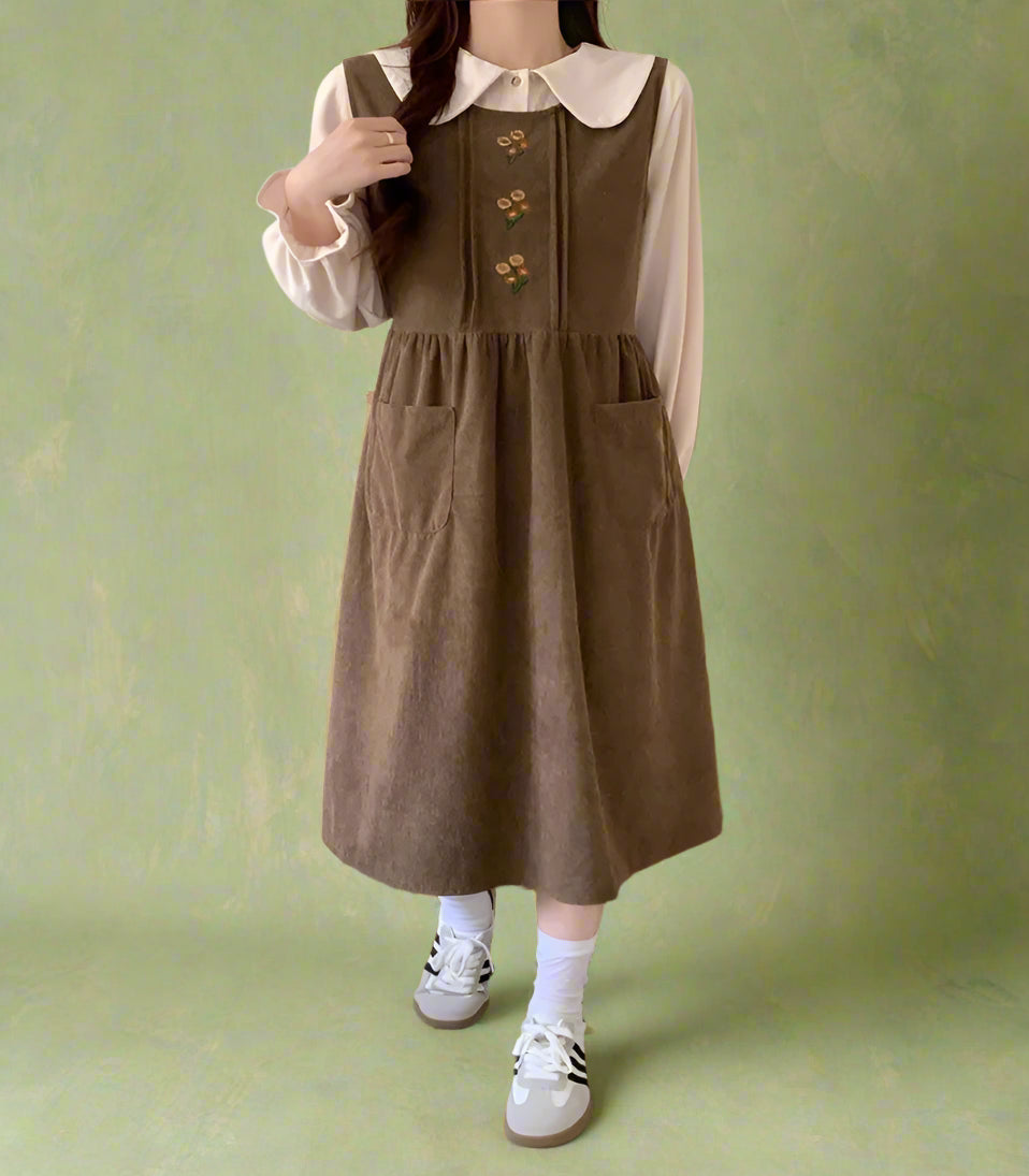 Vintage Layered Puff Sleeve Jumper Dress cottagecoreclothes