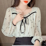 Vintage Bow-Tie Sheer Blouse