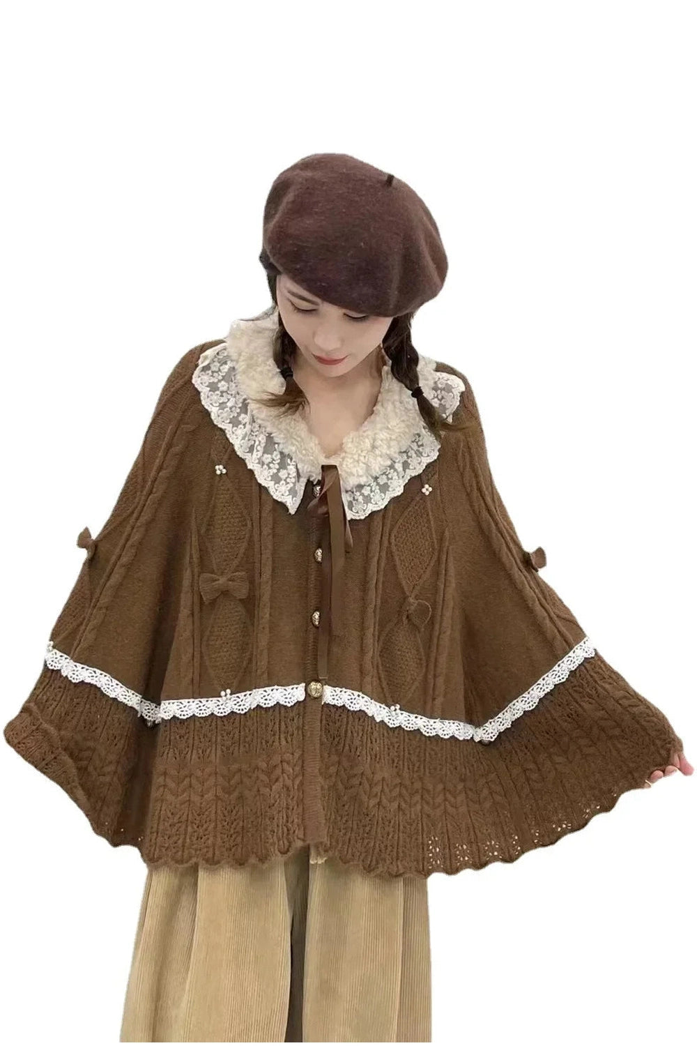 Mori Girl Knit Lace Fall Cardigan