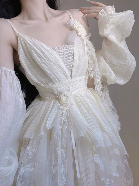 Elegante vestido vintage de renda floral 