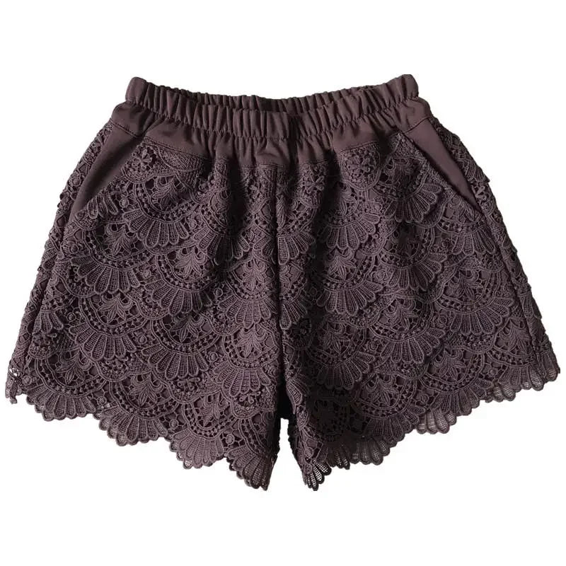 Shorts com sobreposição de renda Cottagecore escuro