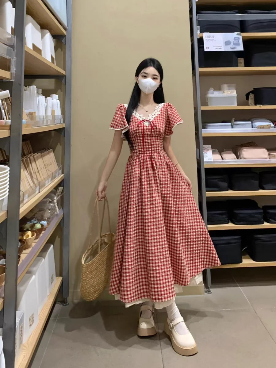 Cottagecore Midi Dress with Lace Collar