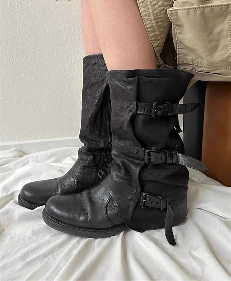 Black Belt Buckle Boots