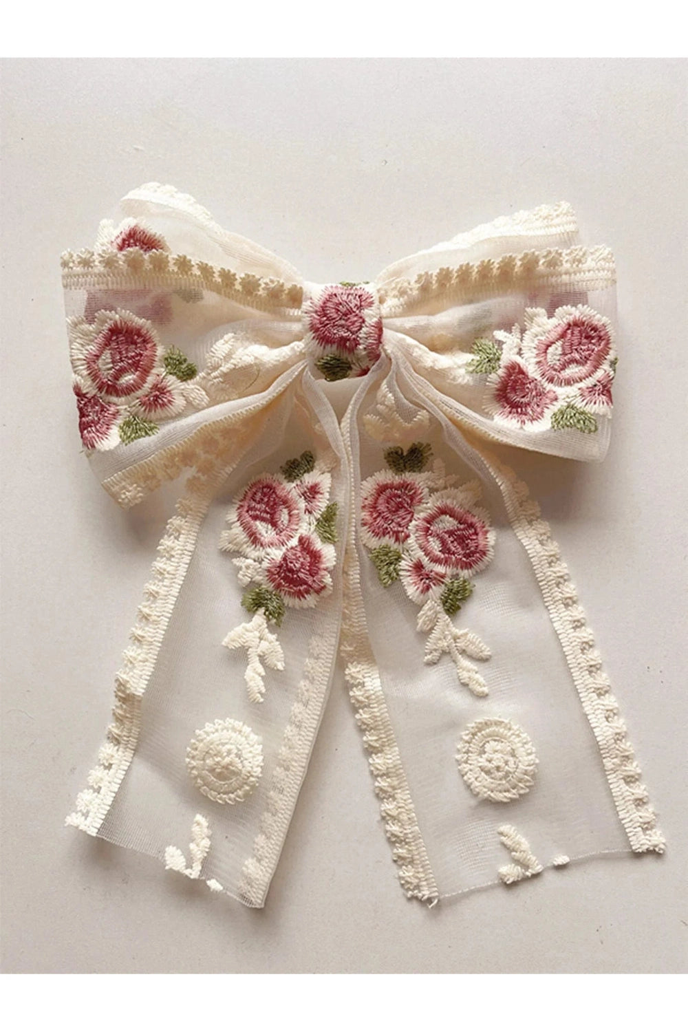 Embroidered Lace Hair Bows