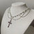 Collar en capas de rosario con cruz de Cottagecore