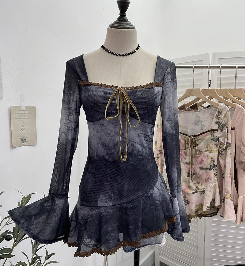 Fairy Grunge Smoked Mirror Mesh Corset Top