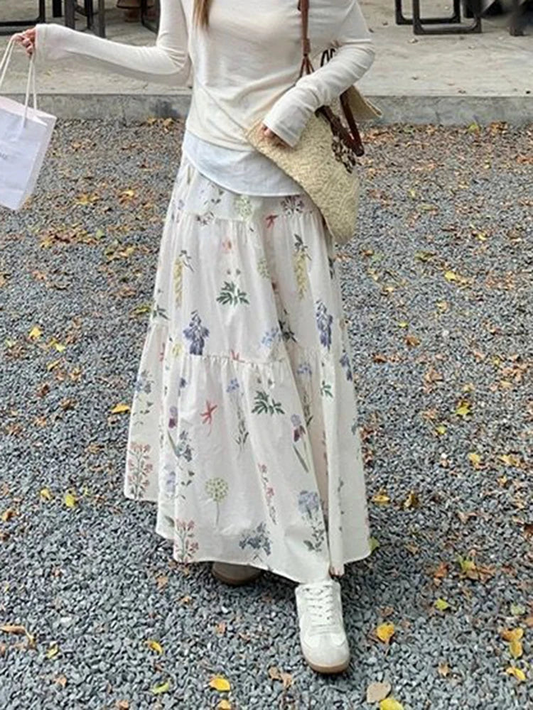 Cottagecore Floral Tiered Maxi Skirt