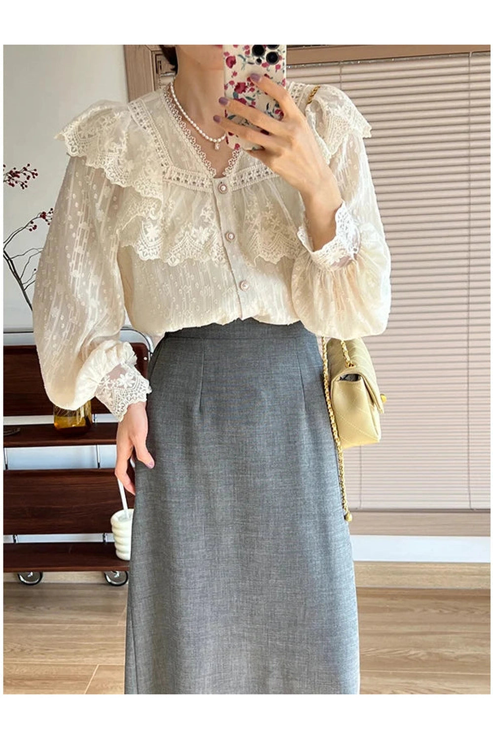 Vintage Lace Flounce Blouse cottagecoreclothes