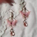 Fairycore Pink Butterfly Hoop Earrings