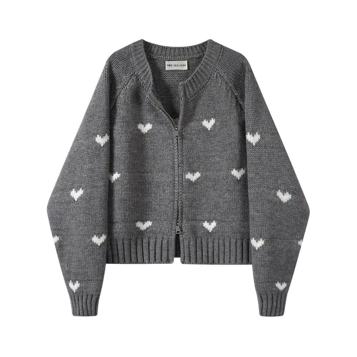 Heart Knit Zip Cardigan