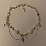 Fairycore Star Charm Pearl Choker Necklace