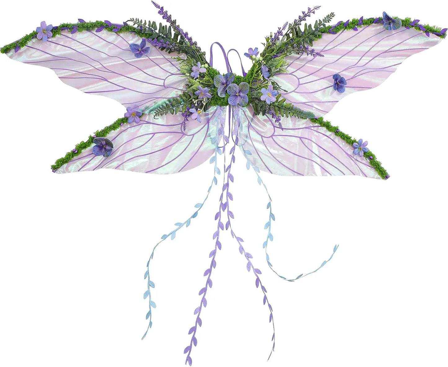 Fairycore Wings with Moss, Blooms & Trailing Vines
