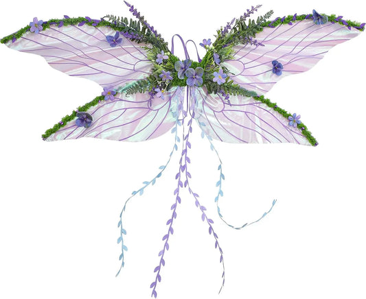 Fairycore Wings with Moss, Blooms & Trailing Vines