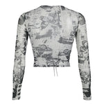 Grungecore Butterfly Print Cut-Out Top