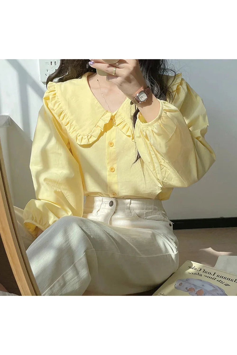 Single-Breasted Ruffles Shirt cottagecoreclothes