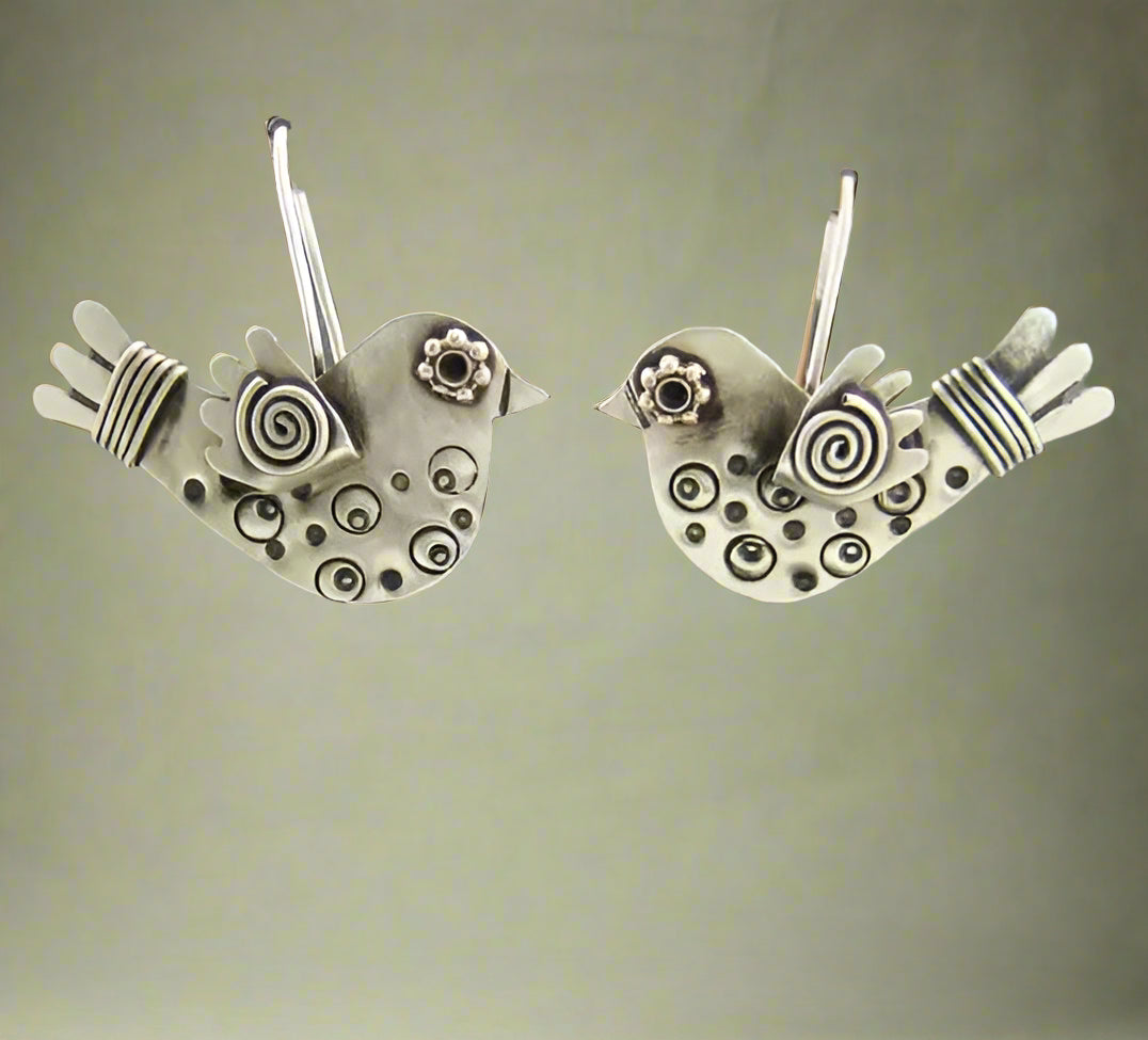 Vintage Boho Engraved Bird Earrings cottagecoreclothes