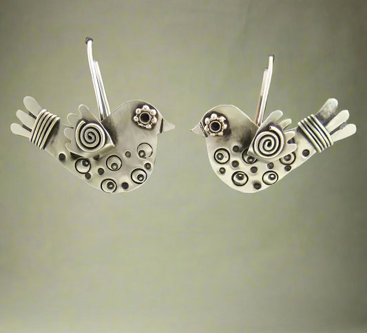 Vintage Boho Engraved Bird Earrings cottagecoreclothes