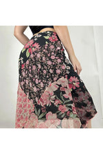 Goblincore Patchwork Floral Midi Skirt