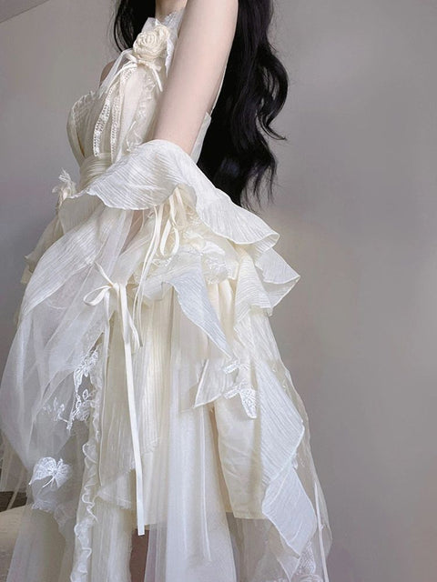 Elegante vestido vintage de renda floral 