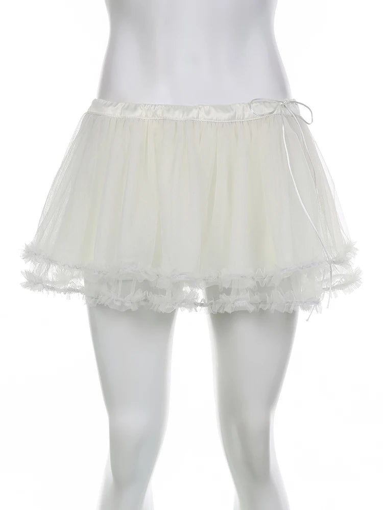 Ruffle Tulle Mesh Skirt