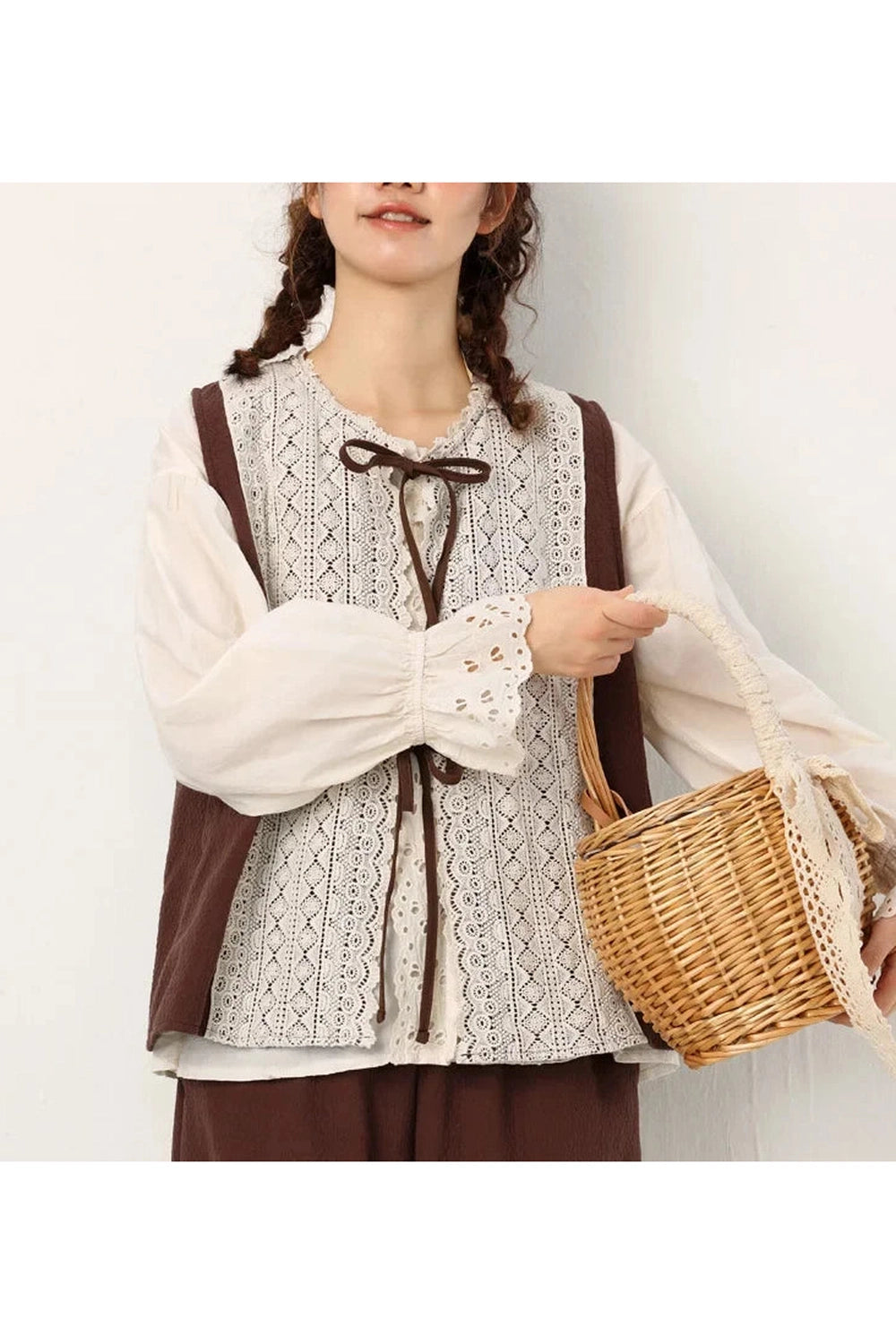 Embroidery Lace-up Fall Waistcoat