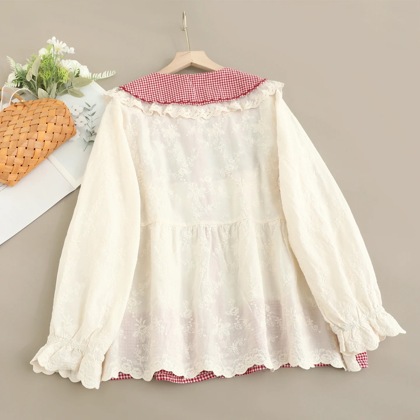 Sweet Mori Embroidered Ruffle Blouse