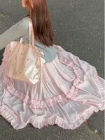 Fairycore Pink Ruffled Midi Dress