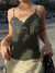 Fairycore Green Print Belt Camis Streetwear Vest