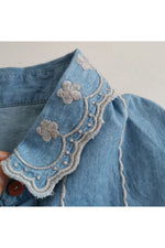 Retro Flower Cowboy Embroidered Blouse