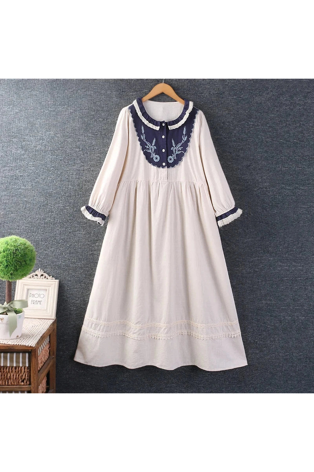 Embroidered Three Quarter Dress cottagecoreclothes