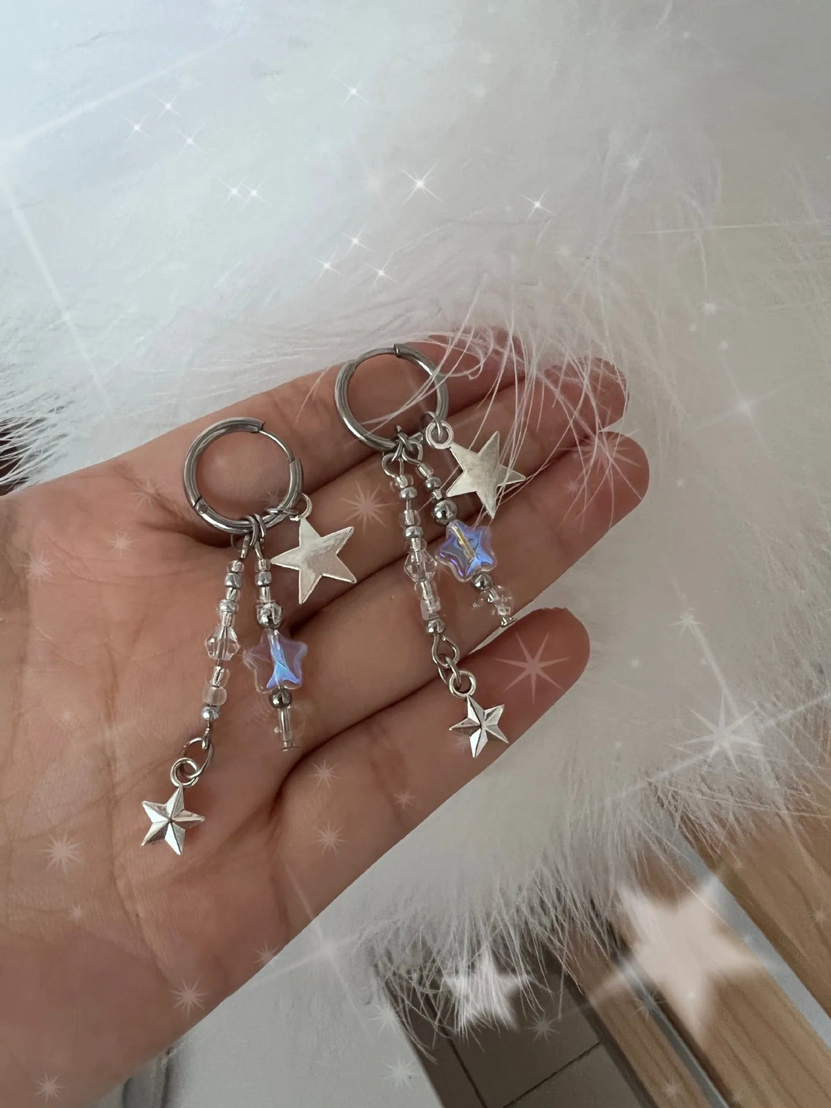 Celestial Star Charm Hoop Earrings