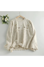 Mori Girl Floral Embroidered Knit Fall Sweater