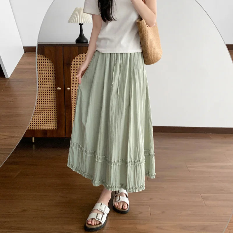Prairie Blush Double-Ruffle Maxi Skirt