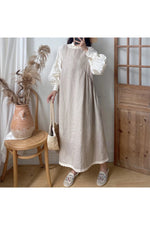 Johnature Linen Patchwork Dress