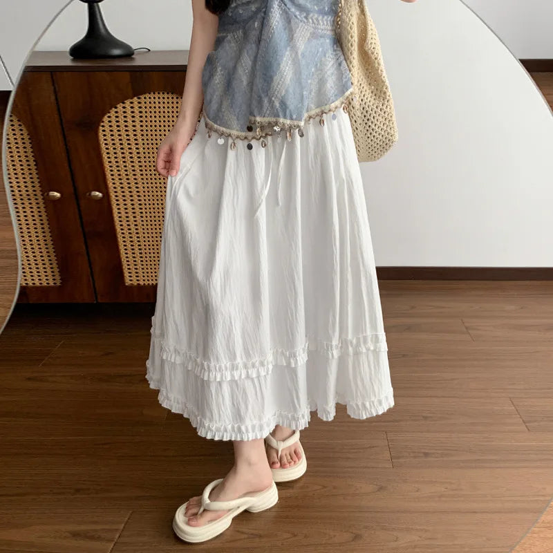 Prairie Blush Double-Ruffle Maxi Skirt