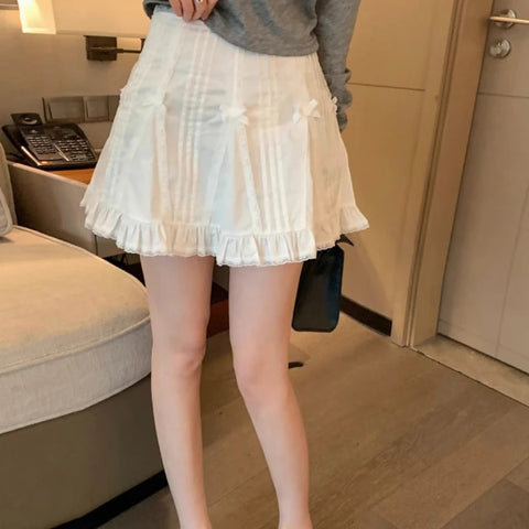 White Ruffle Mini Skirt