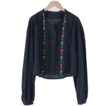 Mori Girl Floral Trim Boho Shirt