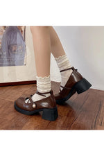 Vintage Cross-Strap Chunky Shoes